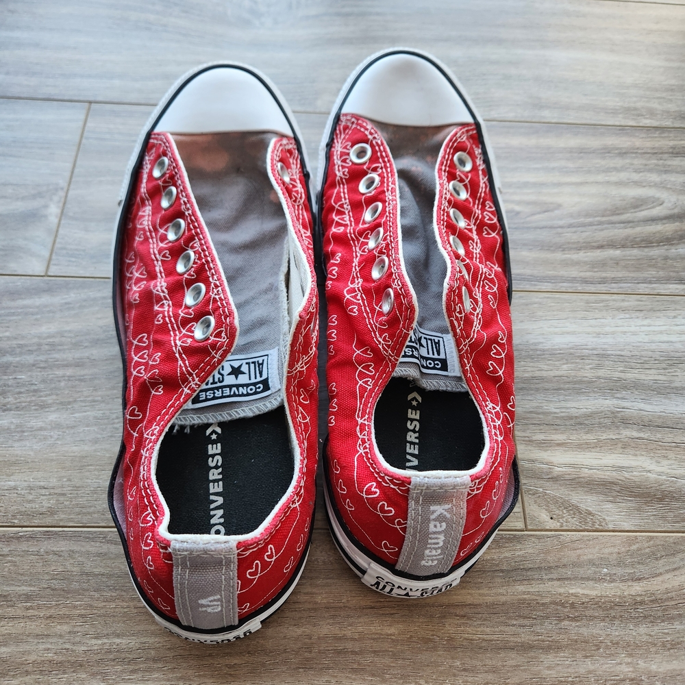 Converse Red Heart Pattern Sneakers